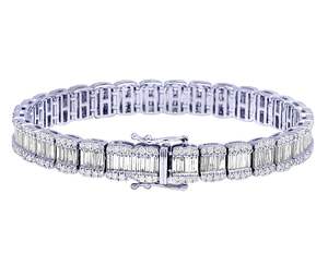 Pulsera de diamantes cultivada en laboratorio de oro blanco de 10K a la moda en diseño de eslabones de tenis para amantes de la Joyería Moderna - Product Image 3