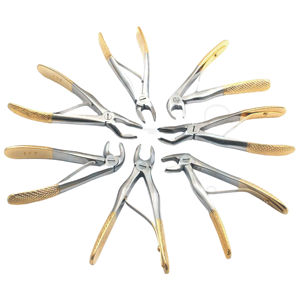 Pince d'extraction dentaire en acier inoxydable de qualité supérieure porte-aiguille Instruments chirurgicaux dentaires plaqués or - Product Image 1