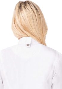Women <b>White</b> <b>Short</b> Sleeve Chef <b>Jacket</b> Breathable Work Fashion Uniform Cotton Material - Product Image 4