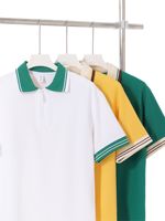 Polo d'été pour hommes, polyester respirant, coton avec motif rayé, tissu tricoté, polo imprimé personnalisé