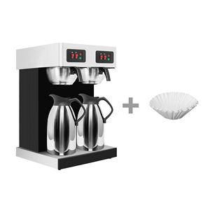 Cafetera Comercial de Acero Inoxidable con Filtro, 2 Termos, Capacidad de Caldera de 2.0L, 3.8kW, Relleno Manual, Fácil de Usar - Product Image 1
