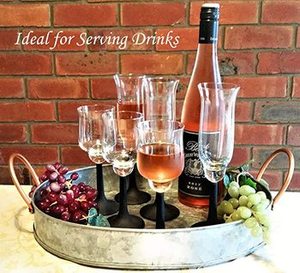 Bandeja ovalada galvanizada de Metal hecha a mano con mango de oro rosa bandeja elegante para plato de comida de boda accesorio de vajilla perfecto - Product Image 5