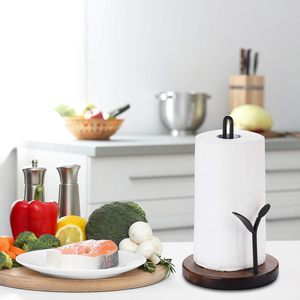 <b>Standing</b> Paper <b>Towel</b> Holder, Kitchen Paper Hanger <b>Rack</b>, Simply Tear Wooden Paper <b>Towel</b> Organizer Roll Dispenser for Cabinet - Product Image 4
