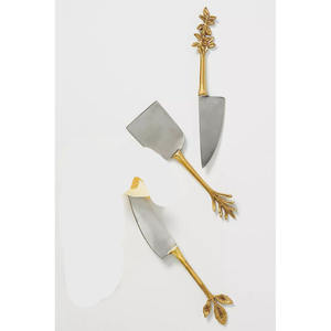 Cheese Spreader Polished Butter Slicer Full Gold Leaf Handle Tableware Royal Silver Plated Stainless Steel Slicer - Product Image 1