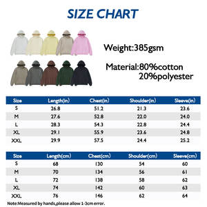 Sudaderas con capucha para hombre 385GSM con logotipo personalizado al por mayor, sudaderas con capucha informales de gran tamaño de algodón polar liso en blanco de color sólido para hombre - Product Image 3