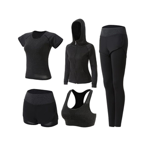 Conjunto de Yoga para Mujer, Color Sólido, Transpirable, Ecológico, 100% Algodón, Cintura Alta, Ropa Deportiva - Product Image 5