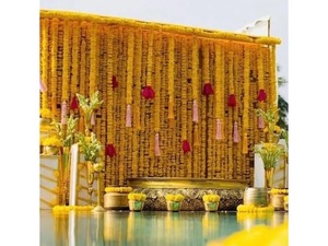 Cuerda de caléndula de estilo de arte tradicional indio/guirnalda Haldi Mehendi colgante de pared para decoración del hogar Diwali Ganpati elemento decorativo - Product Image 5