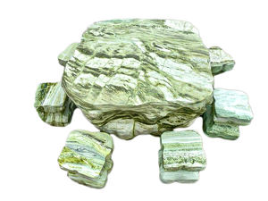 Juego de Comedor de Piedra Preciosa Serpentina beGems 2025 Más Vendido, Una Mesa y Seis Sillas, Muebles de Lujo - Product Image 2