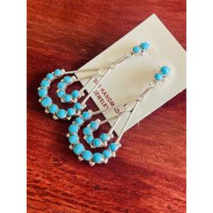 Zuni Turquoise Sterling <b>Silver</b> <b>Chandelier</b> Earrings - Product Image 3