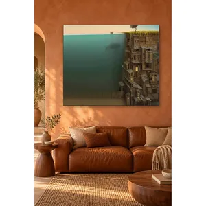 Impresión en lienzo de Fida: Casas de madera surrealistas en una sección transversal de mar - Product Image 5