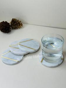 Venta al por mayor de calidad de mármol de latón posavasos mejor precio hogar cocina piedra artesanía para té y café calidad pintada técnica - Product Image 5