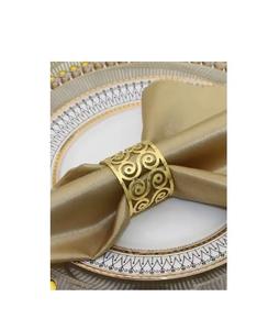 ห่วงใส่ผ้าเช็ดปากโลหะสีทองหรูหราเป็นมิตรกับสิ่งแวดล้อมดีไซน์เป็นรูปใบไม้สำหรับงานแต่งงานของตกแต่งบ้าน-ออกแบบได้ตามต้องการ - Product Image 1