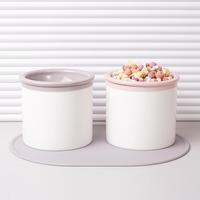 Bol pour animaux de compagnie en céramique artisanale de luxe coréen, non automatique, pour chats et chiens, en porcelaine, forme arrondie, utilisation en intérieur