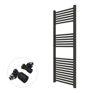 Scaldasasciugamani tubolari tondi di colore nero in acciaio verniciato e cromato dimensioni 550x600x1200mm forniture per bagno e toilette - Product Image 2