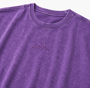 T-shirt Homme Personnalisé Vintage Urban Terrain en Coton Délavé Coupe Oversize Manches Courtes Col Rond Uni Violet Décontracté en Maille Jersey - Product Image 4