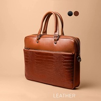 Sacoche pour ordinateur portable en cuir véritable Crazy Horse de haute qualité, sac à bandoulière pour homme et femme, marron -0059B