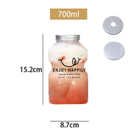 Bouteilles en plastique PET jetables personnalisées avec logo pour champagne, thé au lait, yaourt, jus, 500 ml, impression mignonne, bouchons en aluminium