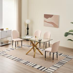 Juego <span class=keywords><strong>de</strong></span> <span class=keywords><strong>mesa</strong></span> y <span class=keywords><strong>sillas</strong></span> <span class=keywords><strong>de</strong></span> comedor <span class=keywords><strong>de</strong></span> oro galvanizado <span class=keywords><strong>de</strong></span> <span class=keywords><strong>vidrio</strong></span> templado <span class=keywords><strong>de</strong></span> lujo, muebles familiares, una <span class=keywords><strong>mesa</strong></span> y <span class=keywords><strong>cuatro</strong></span> <span class=keywords><strong>sillas</strong></span> - Product Image 3