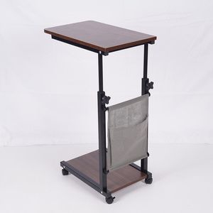 Mesa Auxiliar Móvil Ajustable en Altura para Computadora, Resistente, de MDF, con Ruedas y Bolsa de Tela para el Lateral del Sofá - Product Image 6