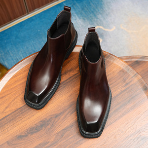 Botas Chelsea Retro de Cuero Vacuno con Amortiguación Suave para Hombres, Ideales para Eventos Temáticos Vintage y Uso en la Oficina - Product Image 5