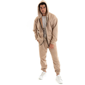 Ensemble de pantalons de survêtement à capuche 2 pièces en coton polaire à la mode pour hommes, coupe ample, fermeture éclair, logo personnalisé pour les survêtements d'hiver à imprimé bouffant - Product Image 2