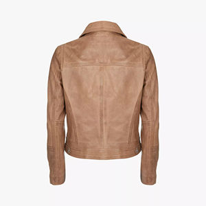 Chaqueta Bomber de Cuero Genuino para Mujer, Personalizada 2026, con Botones de Calidad, Forro de Nailon de Buena Calidad, Nuevo Diseño Liso - Product Image 2