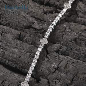 8mm 18K White Gold 925 <b>Sterling</b> <b>Silver</b> VVS Moissanite DiamondFour Leaf Clover Tennis <b>Bracelet</b> for <b>Men</b> - Product Image 3