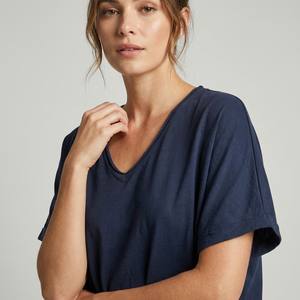 T-shirt décontracté ample et respirant à manches courtes et col en V 100% coton - Product Image 3