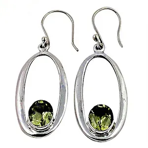 Boucles d'oreilles pendantes en péridot vert plaqué or 18 carats pour femmes - Bijoux en argent 925 - Product Image 3