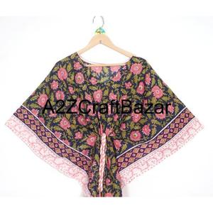Vestido Casual Ligero, Ecológico, Lavable, de Algodón Puro, Cuello en V, Estilo Túnica Midi, con Borlas, Estampado Floral Bohemio, Manga Corta - Product Image 3