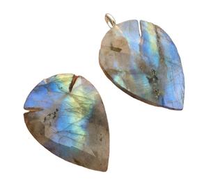 Breloques en argent Sterling 92.5, pendentif 2 pièces, Labradorite naturelle, perles en forme de poire à facettes, bijoux pour femmes - Product Image 1