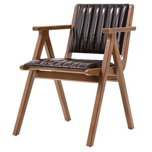 Fauteuil scandinave en bois Kama avec structure en teck massif et coussin en tissu pour la maison, le bureau et l'appartement - Product Image 1