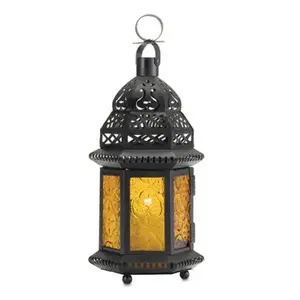 Lanterne marocaine enduite de noir de qualité supérieure éclairage de table maison hôtel décoratif pour le Ramadan utilisation sol/lanterne suspendue - Product Image 1