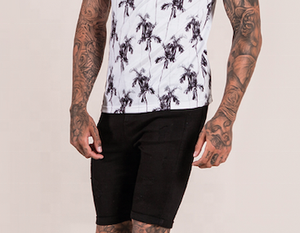 <b>Men</b> <b>T</b>-<b>shirt</b> <b>with</b> Printing All Over the <b>Shirt</b> <b>with</b> the Front Half Zip Ribbed <b>Collar</b> - Product Image 6