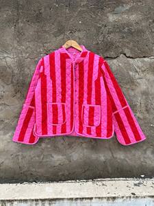 Chaqueta Acolchada India Reversible, Abrigo Bohemio, Chaqueta de Algodón con Estampado Floral - Product Image 5