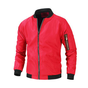 Veste bomber en toile et nylon pour homme, longueur régulière, légère, avec poches, coupe-vent, devant droit, décontractée, extérieur, sur mesure, OEM, vente en gros - Product Image 1