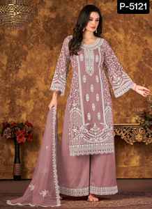 Nouveau Designer Broderie Lourde et Séquence Travail Mariage et Festival Porter Salwar Kameez Costume avec Net Dupatta avec Bordure en Dentelle - Product Image 5