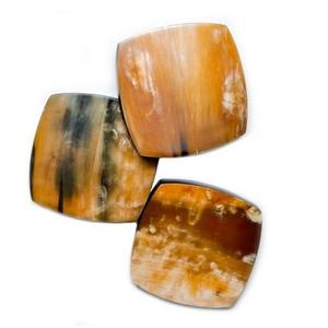 Buffalo Horn Drinking Cup Coasters Handmade square and Round Shape Coasters of Polished Buffalo Horn coaster for Restaurants Use - Product Image 1