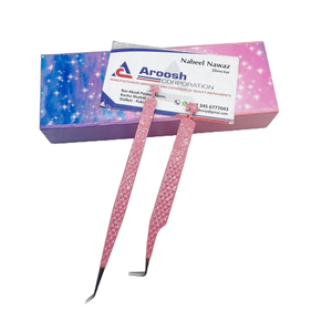 Pince à épiler pour poupée à paillettes, 90 degrés, 45 degrés, vente en gros de pinces d'extension de cils à poignée diamantée en acier inoxydable, durable - Product Image 2