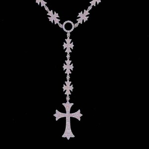 <b>Iced</b> <b>Out</b> Moissanite Cross Pendant Necklace with Starburst Link <b>Chain</b> Hip Hop Jewelry in 925 Silver for Engagement Wedding Party - Product Image 2
