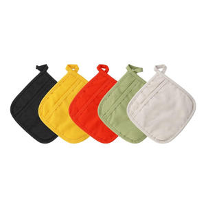 Poignée de cuisine en vrac 100% coton brodé matelassé coussin de four résistant à la chaleur pack de valeur durable OEM ODM logo personnalisé porte-pot - Product Image 2