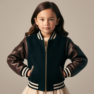 2025 meilleure vente nouveau Style laine corps cuir manches broderie en gros Varsity vestes pour enfants pour l'hiver - Product Image 3