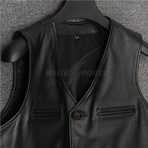 Gilet en cuir vintage personnalisable pour hommes de haute qualité avec logo personnalisé sans manches et fermeture à glissière disponible en taille adulte - Product Image 6
