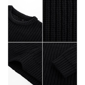 Pull à col rond en tricot texturé élégant pour homme, personnalisé OEM ODM, respirant, séchage rapide, anti-boulochage, décontracté pour le travail, vêtements d'hiver - Product Image 3
