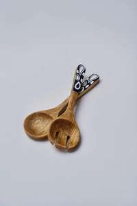 Pinzas para ensalada de madera de nogal, juego de utensilios de cocina elegantes con mango largo, servidores, tenedor mezclador, cuchara para Navidad, decoración del hogar, cena - Product Image 6