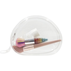 Vente en gros Pochette cosmétique moderne transparente en PVC rose Petite trousse de maquillage de voyage Double fermeture éclair métallique Grande capacité Soins de la peau - Product Image 1