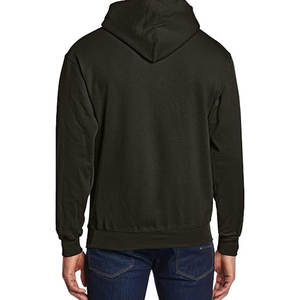 Sudadera con capucha lisa de algodón negro para hombre, talla XXL, suéter informal pesado, Sudadera con capucha con bolsillo frontal, sudadera con etiqueta privada - Product Image 2