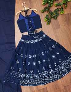 Shoryam mode filles ethnique enfants longueur au sol concepteur Lehenga Choli Rama miroir travail Festival fête porter avec Dupatta - Product Image 2