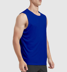 <b>Oversized</b> Men's Cotton Spandex Workout Gym Tank <b>Top</b> Sleeveless Shirts Custom Logo Loose Fit Tees - Product Image 2