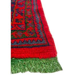 Alfombra Grande de Lana Anudada a Mano Aalam, Diseño Abstracto con Medallón Rojo Naranja, Rectangular, para el Hogar, Modelo Paem-337, para Entrada, Pasillo, Sala de Estar - Product Image 4